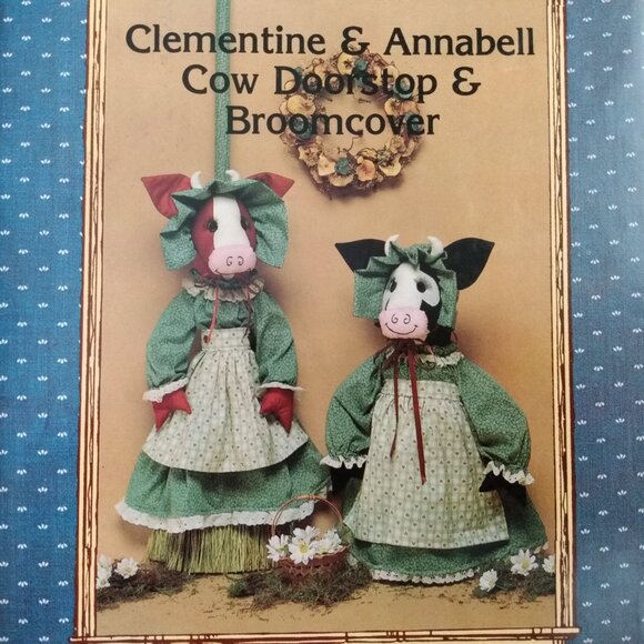 Vintage Cow Doll Sewing Pattern Doorstop Broom Cover Farmhouse Decor UNCUT - Picture 2 of 7